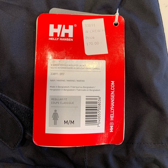 Helly Hansen Women Crew Hooded Midlayer Jacket Navy Marine Color Helly Tech - Picture 3 of 12